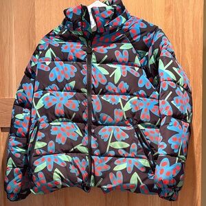 Stella McCartney Kids Floral Puffer Jacket - Black with Blue & Red Pattern